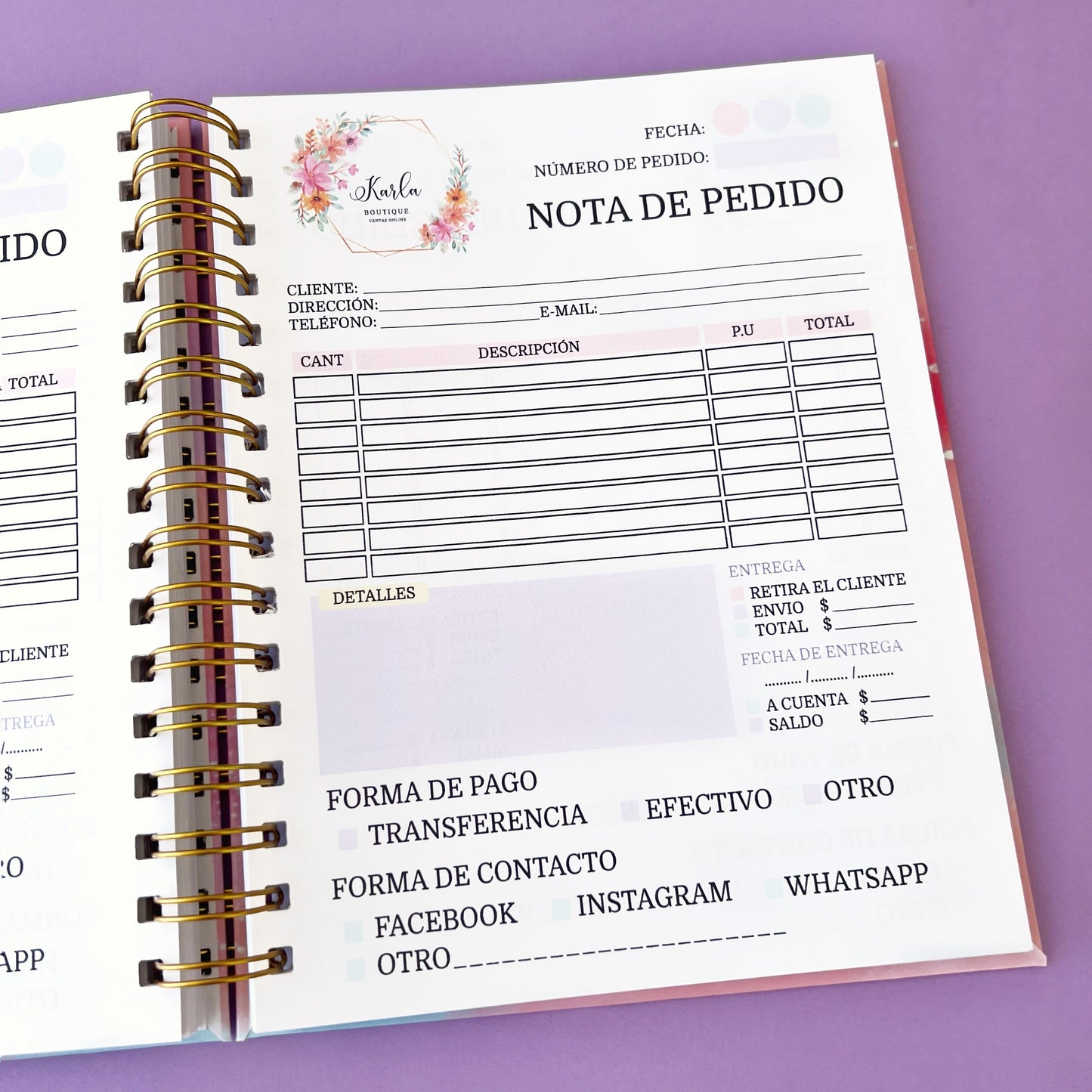 Libreta de pedidos