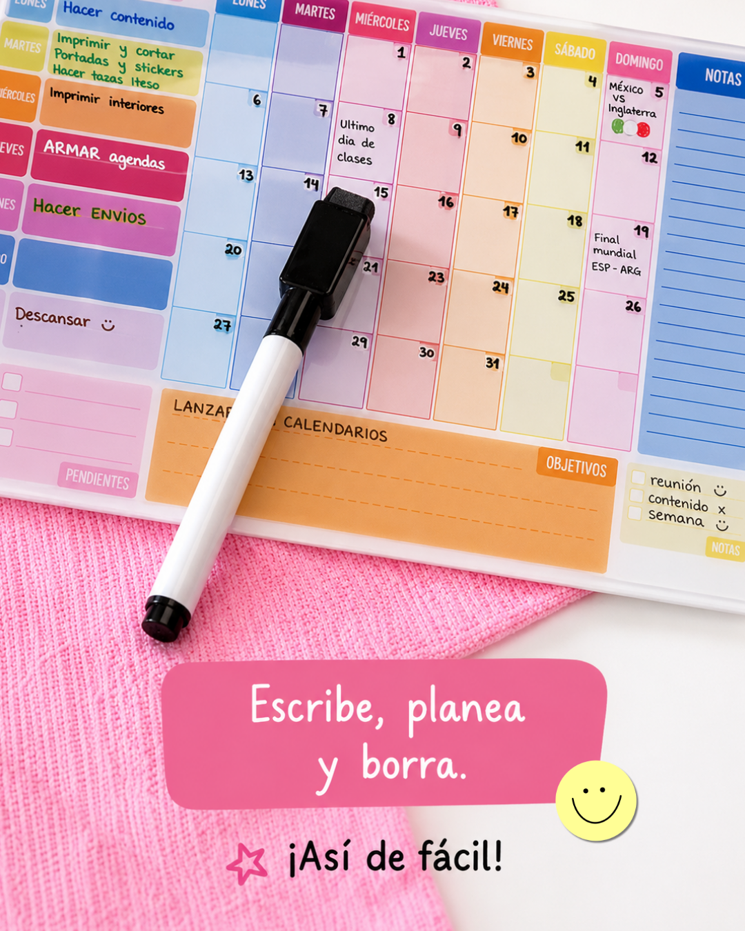 Calendario Acrílico 60 × 40 cm | Organizador Mensual para Pared