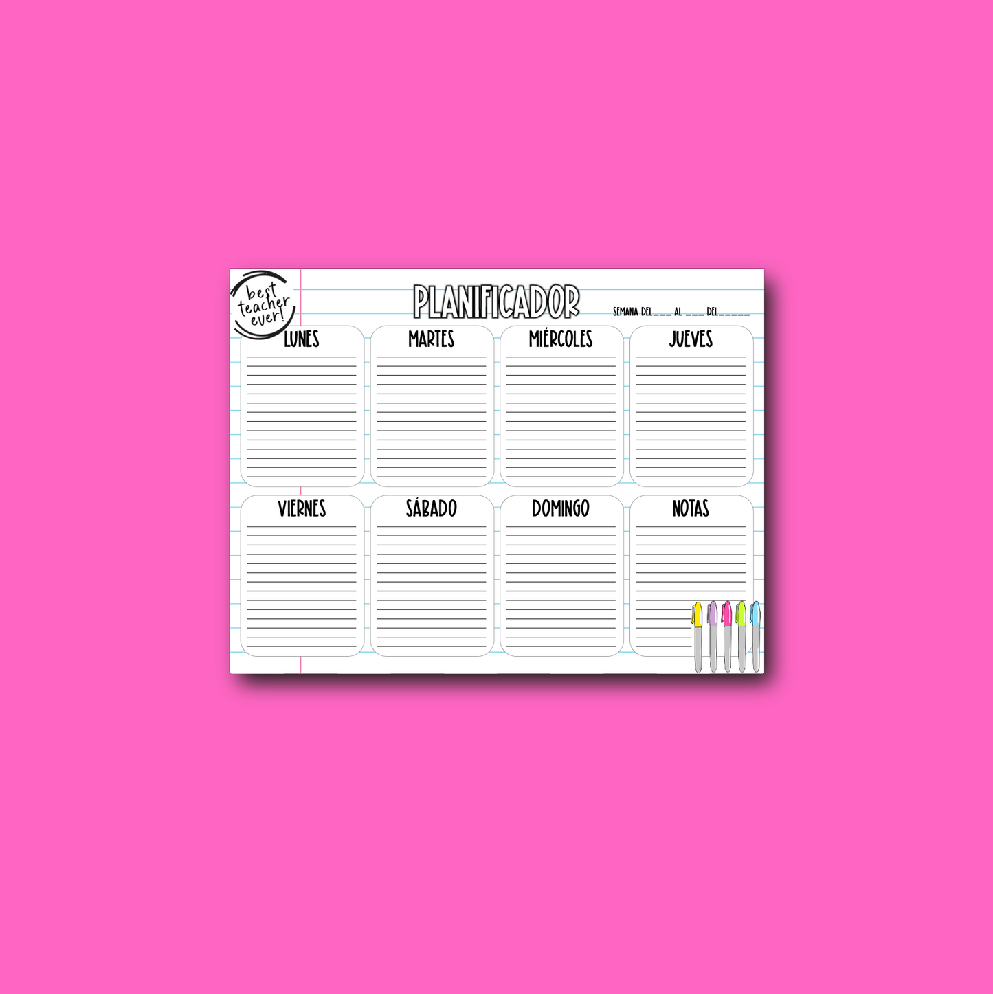 Planeador Semanal Docente – Organización a tu Medida