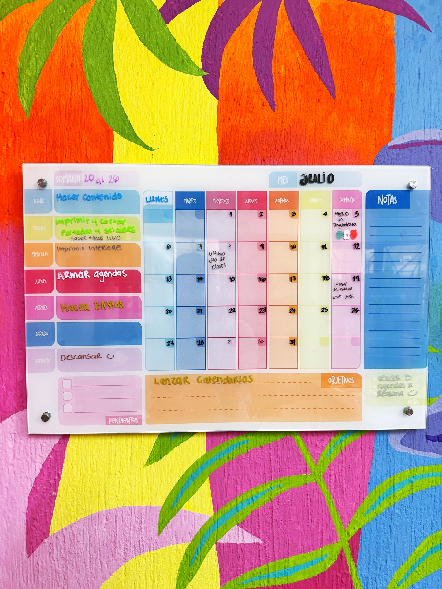 Calendario Acrílico 60 × 40 cm | Organizador Mensual para Pared