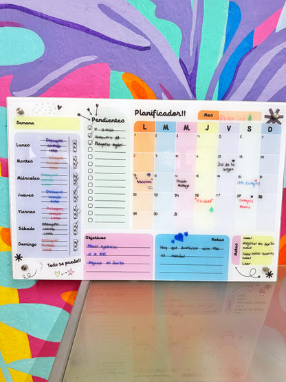 Calendario Acrílico 60 × 40 cm | Organizador Mensual para Pared